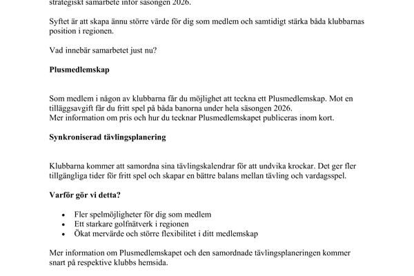 Strategiskt samarbete Falun-Borlänge Golfklubb och Dalsjö Golfklubb